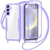 FERLAN Cover per Samsung Galaxy S24 Plus/S25 Plus con Cordino, 360 Gradi Antiurto Custodia con Protezione Schermo Integrata Trasparente Rugged TPU Bumper Doppia Protettiva Cover per Galaxy S24/S25 Plus-Viola
