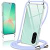 Coiwxmoi Cover per Samsung Galaxy A26 5G con Cordino 6,64,Trasparente Custodia con Laccio Tracolla Corda Catena Cinghia,Ultra Morbido Silicone TPU Antiurto Case per Samsung A26 5G, Viola