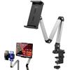 GBKDQQ Supporto per tablet in alluminio, da tavolo e letto, girevole a 360° e regolabile in altezza, con morsetto, compatibile con iPad Pro/Air/Mini, tablet fino a 13 pollici