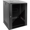Tecmojo Armadio di Rete da 19 Pollici 15U, Profondità 450mm, Profondo, Armadio Server da Parete, Porta e Pareti Laterali Chiudibili a Chiave, Porta in Vetro, Imballaggio Piatto, Nero