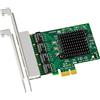 GLOTRENDS LE8204 Scheda di rete PCIe a 4 porte per PC desktop, porta LAN RJ45 Gigabit Ethernet 1000/100/10 Mbps, interfaccia PCIE X1, staffa standard e a profilo ribassato