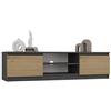 CDF Mobile porta TV 140 cm moderno con ripiano aperto passacavi e due vani laterali senza maniglie struttura 16 mm mobile basso per soggiorno salotto - Rovere Artisan/Antracite