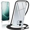 Coiwxmoi Cover per OPPO A6 Pro 5G / 4G con Cordino 6,57,Trasparente Custodia con Laccio Tracolla Corda Catena Cinghia,Ultra Morbido Silicone TPU Antiurto Case per OPPO A6 Pro, Nero