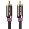 FosPower Cavo subwoofer (3,0 m), placcato oro 24 K, doppia schermatura, connettore RCA per audio surround/Dolby Digital/DTS, da maschio a maschio