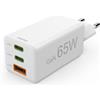 Hama Caricabatterie Rapido, 2 USB-C PD, 1 USB-A QC, Mini Caricatore, 65 W, Bianco