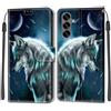 KENHONER Cover Compatibile con Samsung Galaxy S25 Plus, Premium Pelle PU Portafoglio Flip Libro Custodia per Samsung S25 Plus [Protezione Completa] - Lupo