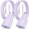 SFVest Caricabatterie rapido per iPhone, confezione da 2 PD 3.0, presa USB C con 2 m cavo Lightning per iPhone 14/14Pro/13/13 Mini/13 Pro/13Pro Max/12/12Pro/12 Pro Max/11/1 Pro/ 11 ProMax (viola)