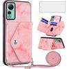Asuwish Cover per Ulefone Note 14/Note14 Pro con Cordino e Pellicola Vetro Temperato Supporto Regolabile Pelle Portacarte Portafoglio Custodia per 14Pro 4G Cellulare Phone Case Rosa