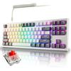 TECWARE Phantom+ Elite, tastiera meccanica RGB a 87 tasti, hot-swap universale, cablata e wireless, 3 modalità connettività, suono Thocky, bianco con rosso