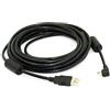 JSER Xiwai, cavo dati con nucleo in ferrite EMI lungo 5 m, da mini USB tipo B, 5 pin, maschio, con cavo angolato a sinistra a USB 2.0 maschio, 5 metri