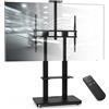 XTRARM Duolite mobile supporto TV elettrico per 45-110 max 120 kg, sollevatore TV motorizzato con regolazione in altezza continua tramite telecomando, max VESA900x800, con ripiani e presa di corrente