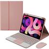 ZKAIAI Custodia con Tastiera per iPad Air 3 2019/iPad Pro 10.5 2017, QWERTY Tastiera Bluetooth Wireless con Trackpad e Illuminazione, Magnetica Rimovibile Cover con Mouse, Rosa Con Retroilluminazione