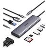 UGREEN 10 in 1 Hub USB C HDMI VGA Dock Docking Station PD 100W Alimentato RJ45 Ethernet Jack 3,5mm 5Gbps Lettore di Schede Doppio Display Compatibile con MacBook Pro Air M2 M1 Surface