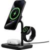 Cygnett ChargeBase Qi2 - Caricatore magnetico wireless 3 in 1, ricarica rapida per iPhone, AirPods e Apple Watch