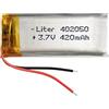 Liter energy battery Batteria 402050 LiPo 3.7V 420mAh 1.554Wh 1S 5C Liter Energy Battery per l'elettronica Ricaricabile Telefono Portatile Smartwatch Orologio GPS - Non adatto per Radiocomando 52x20x4mm (420mAh|402050)