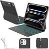 RAYMCRAFT Custodia per iPad Pro 13 con tastiera (M5 2025 / M4 2024), tastiera magica con fibbia a matita, retroilluminazione a 11 colori, superficie antimacchia, trackpad multi-touch, supporto