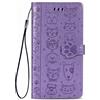 Fertuo Cover Samsung A51, Custodia Portafoglio a Libro in Pelle Flip Cover con Porta Carte, Kickstand, Chiusura Magnetica [Disegni di Gatto Cane] Case Antiurto per Galaxy A51, Viola