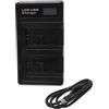 vhbw caricatore USB duale compatibile con Canon Legria HF R606, HF R56, HF R66, HF R706, HF R68, HF R76 camera - Stazione di carica con display