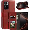 UOGNADGD Custodia flip in similpelle per Xiaomi 11i Hyper Charge - Rosso | 6.67 Custodia portafoglio folio con fessure per carte, chiusura magnetica, funzione stand e blocco RFID