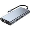 HCUSR Adattatore multiporta 11 in 1 da tipo C a HDMI USB C con 4 porte USB, RJ45 100 MB, VGA, 4K 30Hz, scheda TF/SD, audio da 3,5 mm, adattatore splitter hub USB PD 100 W per PC portatile