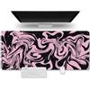 Hixingo Liquido Astratto Tappetino Mouse XXL/XL/L, 3D Gaming con Base Antiscivolo e Bordi Cuciti, Mouse Pad per Ufficio e Casa (1200x600x3mm, Rosa)