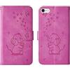 Norn Custodia per iPhone 6 Plus,iPhone 6s Plus Flip Cover in pell PU Goffratura Elefante Carino con Portafoglio Caso,con funzioni Stand,Antiurto con Slot per schede,Chiusura Magnetica,Rosso Porpora