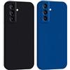 Mixroom - Cover Custodia Case per Samsung Galaxy S21 Plus Protezione Fotocamera in Silicone TPU Morbido Opaco Bordi Piatti Colore Nero + Blu