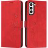 EATCYE Cover per Samsung Galaxy S22 Plus, Flip Libro Libretto Custodia in Pelle PU per Samsung Galaxy S22 Plus [Protezione Completa] [Slot per Scheda] [Funzione di Supporto] (#Rosso)