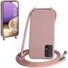 WenBaby Cover Compatible con Samsung Galaxy A32 5G,Cellulare Girocollo Custodia con Cordino TPU Corda Silicone Case Bumper per Samsung Galaxy A32 5G Custodia, Rosa sabbia
