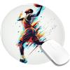 Generic Tappetino per mouse a tema basket dinamico, design atleta blu intenso e rosso, bordo cucito, antiscivolo, tappetino da gioco per gli amanti dello sport, casa e ufficio, rotondo, 20 x 20 cm