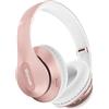 Glynzak Cuffie Wireless Bluetooth 6.0, 65 Ore Di Riproduzione Cuffie Stereo HiFi con Microfono e 6EQ modalità, Pieghevole Cuffie Bluetooth Over Ear per Viaggio Smartphone Computer Portatile Rose Gold
