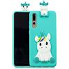 HopMore Compatibile con Cover Huawei P20 PRO Silicone Disegni 3D Divertenti Fantasia Gomma Morbido Custodia Huawei P20 PRO Antiurto Protettiva Slim TPU Case Bumper Molle Caso - Unicorno Unicorn Verde