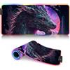BUBELS Dragon - Tappetino per mouse da gioco RGB spesso e esteso, con 7 modalità di illuminazione, tappetino per mouse luminoso a LED per giocatore su computer, 15,7 x 35,4 pollici