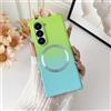 FYYFTYT Custodia per Samsung Z Fold 6, con protezione rigida antiurto, effetto pelle sfumato, con giunzioni magnetiche colorate (per Samsung Z Fold 6/verde-blu cielo)