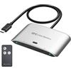 Cable Matters Switch USB4 USB C da 20 Gbps per 2 computer, supporto 8K@30Hz, 5K@60Hz e 4K@144Hz, 140W PD, per condividere un monitor USB-C o Thunderbolt 4 o una docking station USBC o Thunderbolt 4