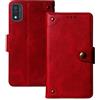 Dingshengk Rosso Retro Vera Pelle Case per BRONDI Midnight Sky 6 Custodia Caso Premium Leather Cover Flip Guscio Protettiva Copertina Portafoglio Magnetico Anti Urto e Anti Graffi
