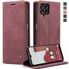 WenBaby CaseMe Cover per Samsung Galaxy M33 5G, Magnetica Cover a Libro con Slot per Schede, Custodia in PU Pelle Portafoglio per Galaxy M33 5G, Rosso