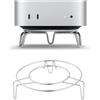 Zhixteu Supporto di Raffreddamento per Mac Mini M4/M4 Pro 2024, Acciaio Inox Supporto da Scrivania Supporto per Computer Portatile Orizzontale Metallo Supporto Cuscinetto di Raffreddamento Accessori
