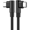 YSJJZRL Cavo intrecciato in nylon da USB C a USB C Gomiti doppi a 90 gradi 60W 3A PD Cavo di ricarica rapida per Samsung Galaxy S20, Pixel, LG Tablet ecc. (3M,Nero)