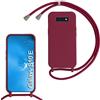 SLWYF Custodia per Samsung Galaxy S10E Cover con Cordino, Silicone Antiurto TPU Morbido Corda Collana Necklace Regolabile Stylish con Catena Ultra Sottile Cover Case, Rosso