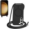 FMPCUON FNPCUON Cover Magnetica Silicone per Samsung Galaxy S23 Plus con Cordino,Compatibile con MagSafe,Custodia con Laccio Collana Tracolla Collo Sottile TPU Antiurto Protettiva Case con Corda.Nero