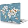 HLAAJJX Custodia per Macbook Pro 16 pollici 2020 Pubblicazione Modello A2141 con Touch Bar e Touch ID, Copertina Rigida in Plastica Protettiva, Mappa del mondo