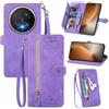 MOJIA Custodia Portafoglio per Honor Magic8 Pro/Magic 8 Pro, Pelle PU Flip Cover per Telefono con Guscio Interno in TPU, Multifunzione Porta Carte con Cinturino Polso. Viola