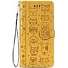Fertuo Cover Samsung M51, Custodia Portafoglio a Libro in Pelle Flip Cover con Porta Carte, Chiusura Magnetica [Disegni di Gatto Cane] Case Antiurto per Samsung Galaxy M51, Giallo