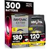 Udivita 300 Batterie per Apparecchi Acustici Misura 10 PR70 Gialle Zinco-Aria Phono Pulse Technology in 50 Blister da 6 Pile - 300 Batterie: 180 Rayovac + 120 Udivita