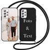 Yoedge Cover con Cordino per Samsung Galaxy A52 / A52s 5G Personalizzata 6,5,Custodia con Laccio Collana Custodie Personalizzabile Foto Testi Immagine Personalizzate Nero Custom per Samsung A52 Case