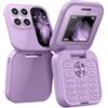 Qsnailfrr i17 PRO - Telefono cellulare pieghevole con radio FM, voce magica, lista nera, vibrazione, 2 schede SIM, piccolo display, facile da usare, regalo per la festa del papà
