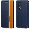 Shantime Custodia Flip in Pelle PU Bicolore con Chiusura Magnetica Invisibile Compatibile con Doogee Blade 10 Power, Cover Elegante e Protettiva (Blu)