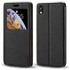 Shantime Custodia Flip in Pelle con Finestra Compatibile con Huawei Y5 2019, Display Visibile, Chiusura Magnetica Invisibile e Slot Carta(Nero)