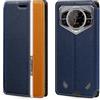 Shantime Custodia Flip in Pelle PU Bicolore con Chiusura Magnetica Invisibile Compatibile con Doogee S200, Cover Elegante e Protettiva (Blu)